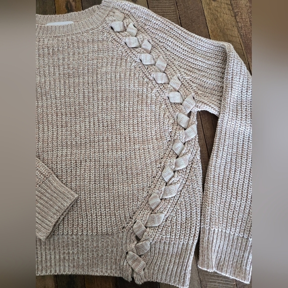 Anthropologie - John + Jenn | Cream Chunky Knit Crew Neck Sweater, Size S - Picture 4 of 9